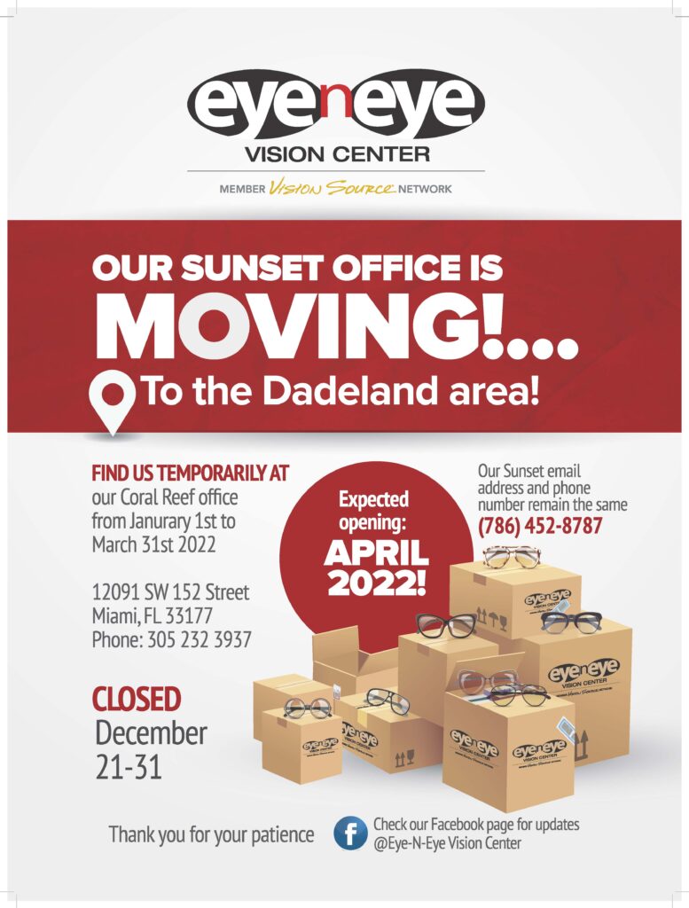 Our Sunset office will be moving to the Dadeland area. Our last day at the Sunset International building is December 20th